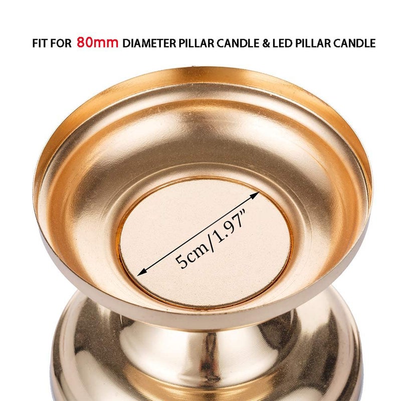 NUPTIO Gold Candle Holders for Wedding: 2 Pcs Pillar Candleholder Pedestal Stand Small Round Metal Votive Candlestick Holder for Dining Table Living Room Fireplace Mantel Decor - Image 5